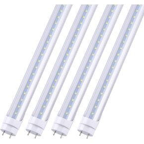 4 Ft T8 LED Tube Light 22W G13 Base 5000K Daylight White,Ballast Bypass Required, Dual-End Powered, 60W Replacement LED Bulb Lights, 2640 Lumens, Clear Cover, AC 85-277V Pack of 4
