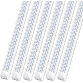 8FT LED Shop Light Fixture,Integrate T8 Linkable Shop Lights,Plug and Play,100W 6000K,Fluorescent Tube Lamp Replacements for Garage Warehouse,Factory, Workshop(6-Pack)