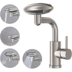 Bathroom Sink Faucet 1 Hole 4 Modes Single Handle Waterfall Bathroom Faucet,Vanity Faucet with Deck for 1 Or 3 Holes Face Basin Faucet for Bathroom Sink(Black)