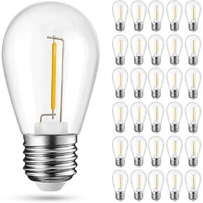 30-Pack Colored String Light Bulbs, S14 LED Replacement Bulbs for Outdoor String Lights, Patio Light Bulbs, 1W E26 Base for Christmas Halloween,Holiday Lighting,Home Decor