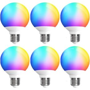 ILC G25 LED Globe Light Bulbs 6W, Work with Alexa Required Echo Device, Color Changing, Color Temprature: 4000K Natural White, CRI>95+, E26 Base, for Vanity Makeup Mirror, Bathroom (6 Pack)