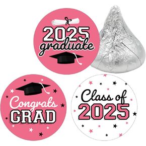 Graduation Stickers for Chocolate Kisses Candy - Class of 2024 Stickers - Graduation Party Decorations - 180 Count (Blue)