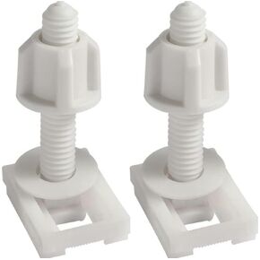 2Pcs White Plastic Toilet Seat Screws and Nuts with Washers,Hinge Bolts Screws Hinges Replacement Parts for Mounting Toilet Seats Toilet Lid Toilet Seats Home Improvement