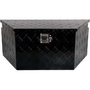 24'' Inch Stripes Plated ATV UTV Aluminum Tool Box Truck Bed Toolbox Waterproof Square Storage Organizer with Lock and Keys Black(‎24" L x 9.5" W x 12.5" H)