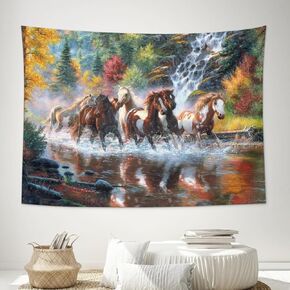 HAPPBIRTH Galloping Horses in Sea Water Tapestry Meme Funny Tapestries for College Dorm Poster for Bedroom Wall Art Decor Banners 40"x60"