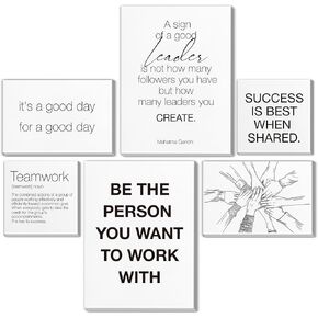 Teamwork Wall Art for Office Motivational Team Office Artwork for Wall Decor Inspirational Modern Posters Set of 6 Framed Leadership Canvas, Team Gifts