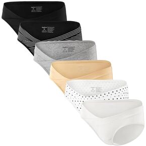 Angelhood 6 Pack Womens Cotton Maternity Underwear,Healthy Maternity Pregnancy Panties Postpartum Mother Under Bump Underwear