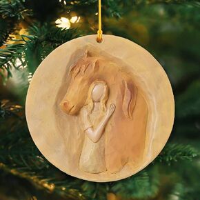 Horse Ornament, Christmas Ornaments 2024, Farmhouse Gifts for Women, Resin 3.3 Inch Hanging Plate, Horse Gifts for Girl Women Christmas Tree Decor