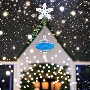 زينة عيد الميلاد المصنوعة يدويًا من الزجاج الأزرق، كرات عيد الميلاد المزخرفة الرائعة لتزيين عيد الميلاد، هدايا العيد لشجرة المنزل 2024 مرسومة يدويًا
