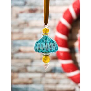 Glass Christmas Ball Ornament blue handmade Adorable Hanging Decorative Xmas Balls For Christmas Decorations Holiday Gifts For Tree Home 2024 Light Blue and yellow handpainted
