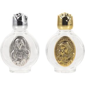 2pcs Glass Holy Water Bottle Mini Holy Water Container Heart of Religious Empty Perfume Container Easter Jar Vial for Travel Home Kitchen Party