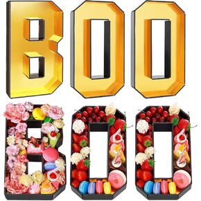 3 PCS 14.2" Halloween Charcuterie Board, Boo Cardboard Letters Fillable for Food Halloween Serving Tray for Candy Cookie Home Halloween Party
