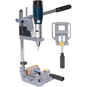High-Precision Hand Drill Press Adapter with Vise – Aluminum Alloy Stand, 8.8-Inch Base, Ergonomic Handle, Adjustable Clamp (1.4-1.6 Inch) – Secure & Stable Drilling Solution