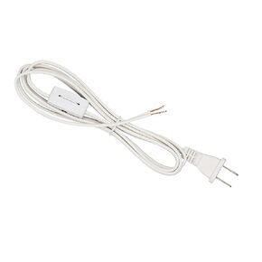 Creative Hobbies® Lamp Cord with Rotary Switch, Polarized Plug, Stripped Ends Ready for Wiring and Repairing Lamps - UL Listed Safe -6 Foot White