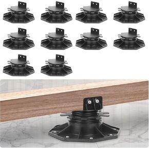 10pcs Deck Blocks Foundation, Adjustable Deck Support Blocks Black High Load Capacity Pedestal Deck Foundation Base for Floating Deck Platform Deck Floor