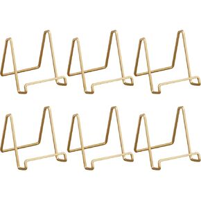 Decorative Plate Holder, Metal Square Wire Easel, Book Display Stand, Set of 6, Antique White Color, Medium Sized, 4-inch