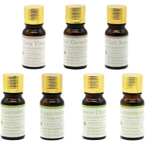Home Essential Oil Aromatherapy Set - Essential Oils for Essential Oil Diffusers, Ylang Ylang, Lavender, Rose Geranium, Clary Sage, Lemongrass, Sweet Orange & Fennel (7 Pack, 10ml)