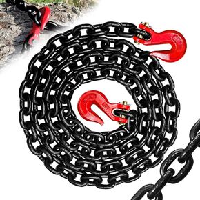 1/2" Tow Chain,16FT Safety Binder Chains with Clevis Grab Hooks,12,000 Lbs Safe Working Load Heavy Duty Chain for Transporting,Towing,Logging Tie Down Binding