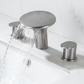8 Inch Widespread Bathroom Sink Faucet 3 Hole Two Handle Bathroom Vanity Faucets 3 Holes Waterfall Basin Faucet with Water Supply Lines, Matte Black