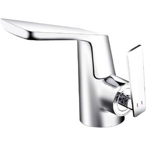 becola Chrome Bathroom Sink Faucets, Single Hole Faucets for Bathroom Sink, Modern Single Handle Bathroom Sink Faucet, Unique Waterfall Brass Sink Faucet with 3/8" Supply Hoses-Chrome
