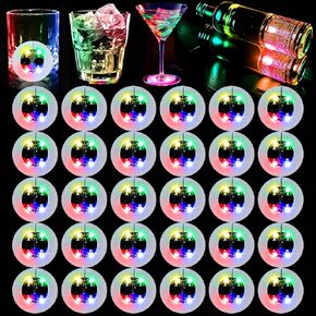 LED Coaster, 30 Pack Colorful Light Up Coasters for Drinks, Led Bottles Light Sticker LED Coaster Lights for Liquor Bottles,Club,Party,Wedding,Bar Decor(Colorful)
