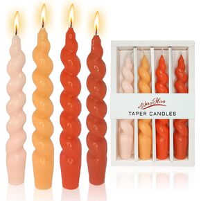 10 Inch Candlestick Pink Spiral Taper Candle Spiral Twisted Candles Unscented Swirl Candlesticks for Home Décor Wedding Party Dinner Valentine's Day Candles Date, Set of 4 in Saudi Arabia