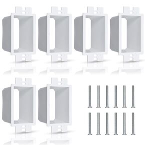 6PCS BE1-6 (1 Gang) Electrical Outlet Box Extender, Single Gang Box Extender with 12pcs Screws Power Switch Heavy Duty Plastic Unit Receptacle Extender (White)