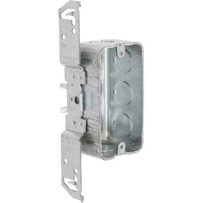 Hubbell-Raco 662 1-7/8-Inch Deep, 1/2-Inch End Knockouts, Wood/Metal Stud Bracket Welded 4-Inch by 2-Inch Handy Box, Steel,Gray