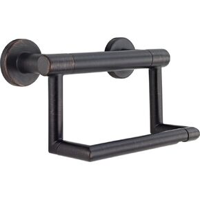Delta Contemporary (1-Pack) Toilet Paper Holder w/ Assist Bar ADA Compliant Venetian Bronze 300 lb Capacity Grab Bar for Seniors Bath Safety Handle for Balance Assist, Toilet Area Grip Bar 41550-RB