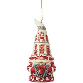 Enesco Jim Shore Heartwood Creek Nordic Noel Gnome Holding Heart Wreath Hanging Ornament, 4.13 Inch, Multicolor