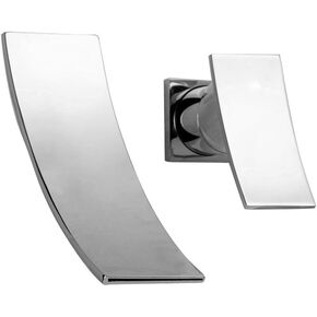 sumerain Waterfall Bathroom Faucet Wall Mount Faucet for Bathroom Sink, Single Left-Handed Handle Chrome