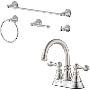 Derengge Bathroom Centerset Bathroom Faucet and 4-Piece Bath Accessory Set,Oil Rubbed Bronze,CB-0845-ORB