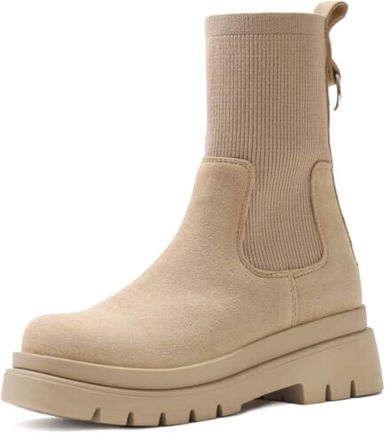 حذاء نسائي من Shoe'N Tale تشيلسي للكاحل ذو نعل سميك ونعل مطاطي مانع للانزلاق ومقدمة مستديرة سهل الارتداء in Saudi Arabia