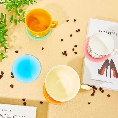 8 Pieces Colorful Acrylic Coaster 3.9 Inches Cute Coasters Round Heat Resistant Holder Anti Slip Table Coasters Aesthetic Coasters for Coffee Table Home Decoration Gift (Red, Orange, Blue, Green) in Saudi Arabia
