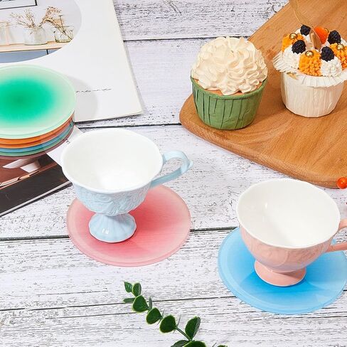 8 Pieces Colorful Acrylic Coaster 3.9 Inches Cute Coasters Round Heat Resistant Holder Anti Slip Table Coasters Aesthetic Coasters for Coffee Table Home Decoration Gift (Red, Orange, Blue, Green) in Saudi Arabia