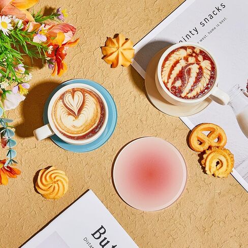 8 Pieces Colorful Acrylic Coaster 3.9 Inches Cute Coasters Round Heat Resistant Holder Anti Slip Table Coasters Aesthetic Coasters for Coffee Table Home Decoration Gift (Red, Orange, Blue, Green) in Saudi Arabia