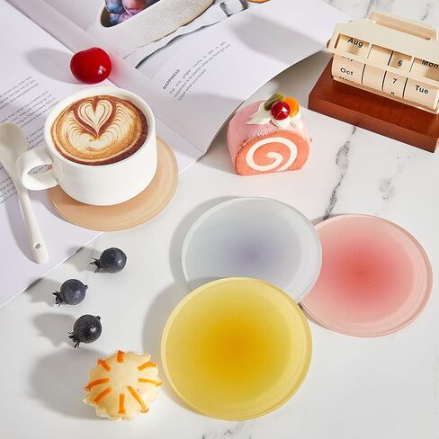 8 Pieces Colorful Acrylic Coaster 3.9 Inches Cute Coasters Round Heat Resistant Holder Anti Slip Table Coasters Aesthetic Coasters for Coffee Table Home Decoration Gift (Red, Orange, Blue, Green) in Saudi Arabia