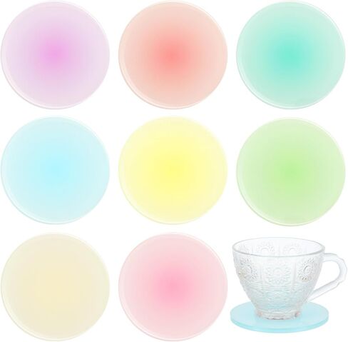 8 Pieces Colorful Acrylic Coaster 3.9 Inches Cute Coasters Round Heat Resistant Holder Anti Slip Table Coasters Aesthetic Coasters for Coffee Table Home Decoration Gift (Red, Orange, Blue, Green) in Saudi Arabia