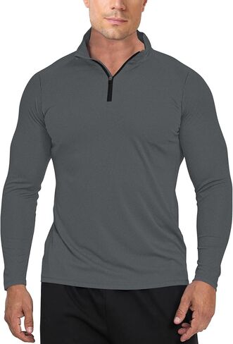 AGVNG بلوفر رجالي خفيف الوزن بسحاب 1/4 قمصان مطاطية فتل الرطوبة للجري والصيد والمشي لمسافات طويلة قميص رياضي من الجيرسيه in Kuwait