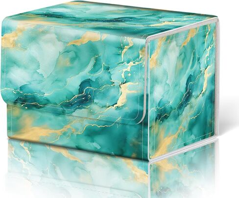 Card Deck Box for MTG Cards Fits 100+ Single Sleeved Cards,Strong Magnetic Game Card Storage Box for MTG/TCG/CCG and other Trading Cards-Golden Green Marble in Saudi Arabia
