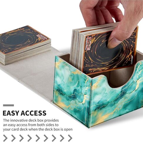 Card Deck Box for MTG Cards Fits 100+ Single Sleeved Cards,Strong Magnetic Game Card Storage Box for MTG/TCG/CCG and other Trading Cards-Golden Green Marble in Saudi Arabia