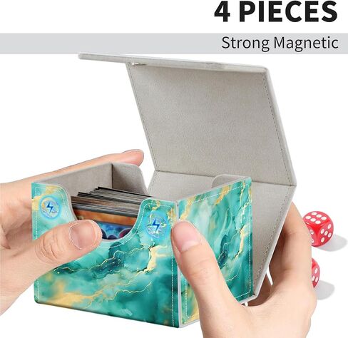 Card Deck Box for MTG Cards Fits 100+ Single Sleeved Cards,Strong Magnetic Game Card Storage Box for MTG/TCG/CCG and other Trading Cards-Golden Green Marble in Saudi Arabia