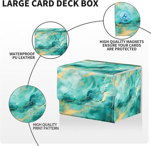Card Deck Box for MTG Cards Fits 100+ Single Sleeved Cards,Strong Magnetic Game Card Storage Box for MTG/TCG/CCG and other Trading Cards-Golden Green Marble in Saudi Arabia