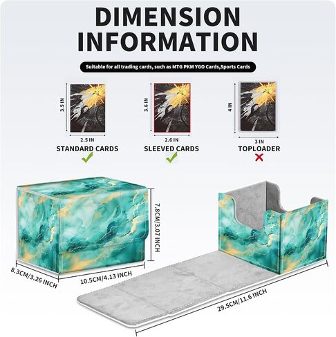 Card Deck Box for MTG Cards Fits 100+ Single Sleeved Cards,Strong Magnetic Game Card Storage Box for MTG/TCG/CCG and other Trading Cards-Golden Green Marble in Saudi Arabia
