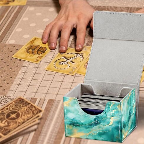 Card Deck Box for MTG Cards Fits 100+ Single Sleeved Cards,Strong Magnetic Game Card Storage Box for MTG/TCG/CCG and other Trading Cards-Golden Green Marble in Saudi Arabia