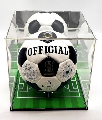 Soccer Ball Acrylic Display Case Box Mirror Field Showcase Shoes UV Protection 9x9x9 Inches (2) (Double (2 Display)) in Kuwait