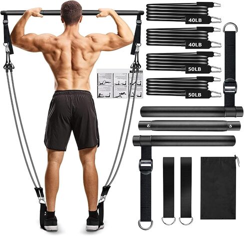 Pilates Bar Kit with Resistance Bands, Upgraded Multifunctional Screw Yoga Pilates Bar with Metal Adjustment Buckle, Portable Home Gym Pilates Bar for Women Full Body Workout Equipment Purple in Saudi Arabia