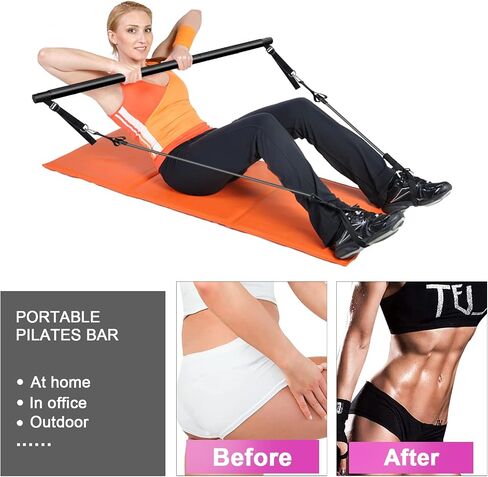Pilates Bar Kit with Resistance Bands, Upgraded Multifunctional Screw Yoga Pilates Bar with Metal Adjustment Buckle, Portable Home Gym Pilates Bar for Women Full Body Workout Equipment Purple in Saudi Arabia
