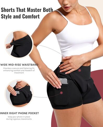 2 in 1 Running Athletic Shorts for Women Tennis Shorts with Liner Jogging Shorts with Back Zipper Pocket in Kuwait