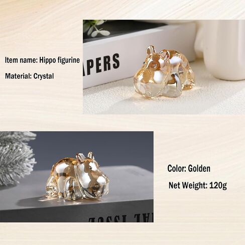 Crystal Grey Hippopotamus 2.8 in Figurines Gifts for Women, Glass Hippo Collectible for Animal Lovers on Birthday Christmas, Paperweight Decorative Centerpiece for Home in Kuwait